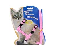 Transportín ajustable para gatos fugitivos de 1 pieza, transportador de nailon en forma de H para criar gatos pequeños (rosa)