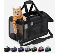 Transportín blando para mascotas aprobado para aviones con correa interior, bolsa de viaje plegable para gatos y cachorros pequeños y median