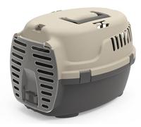 Transportín de plástico para Mascotas con Puerta y asa | Color Beige | Medidas 48x34x32cm | Máx. 6Kg