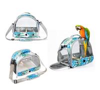 Transportín de viaje para pájaros con percha y bandeja de acero inoxidable, transpirable, plegable, para pequeños pájaros, loros, periquitos, transportín portátil para animales pequeños