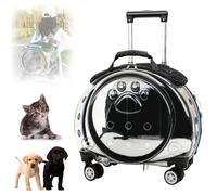 Transportín for gatos con ruedas, mochila transparente y totalmente transpirable for mascotas, mochila con carrito for mascotas, mochila de viaje portátil for gatos y perros for viajar/dar un paseo(Bl