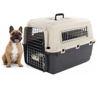 transportin Gato - Flamingo Fomad Gris Oscuro - M 53 x 67 x 47 cm - plástico Resistente - Puerta metálica - Cierre de Seguridad - asa de Transporte - comedero y Bebedero extraíble - Ruedas Opcionales