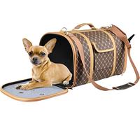 Transportín Gato - Perro - Chloe 2 - Bolsa en Polipiel con Base Desmontable y Bolsillos para Accesorios