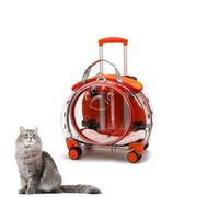 Transportín para Gato con Ruedas - Mochila Trolley Transparente Rígida y Transpirable, con Ruedas Silenciosas 360°, Correas Desmontables y Panel Posterior Ventilado - Para Gatos y Perros hasta 10 kg(O