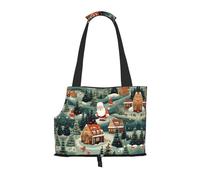 Transportín para gatos con estampado de pueblo de Navidad, transportador de viaje para mascotas, para gatos, perros, cachorros, cómodo, portátil, plegable, bolsa para mascotas
