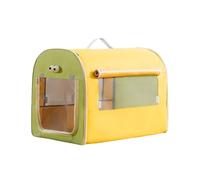 Transportín para Gatos y Perros,Blando Ventilado Ligera y Plegable，Ventana de Malla para Interior/Exterior/Coche/Entrega(Yellow with Green,Large)