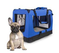 Transportín para mascotas | 57 cm x 38 cm x 44 cm | Plegable | Talla M | Soporta 10 kg | Azul | Balú | Mobiclinic