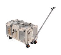 Transportín para mascotas extragrande con dos compartimentos y ruedas, desmontable, plegable, para 2 gatos de hasta 17 kg, saco de cuco para gatos ventilado, grande, para viajes, senderismo, camping