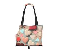 Transportín para mascotas pequeño con patrón de amor, adecuado para centros comerciales, aviones, autobuses y metro