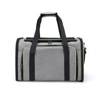 Transportín para Perros Ampliable Extensible Blando Antifugas Ventilación Máxima Peso Ligero para Ave y Cabina de Avión para Viajes Largos(Gray with Green,Medium)