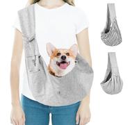 Transportín para perros, transportador gris para perros medianos, perros pequeños y gatos, transportador manos libres para cachorros con hebilla, transportador reversible para cachorros para caminar
