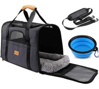 morpilot Transportín Perro Gato, Bolsa Transporte Transpirable para Mascotas, Portador de Viaje con Correa de Hombro Ajustable, Transporte de Gato con Colchón Suave+Tazón (17.3 * 12.2 * 13.4 Inch)
