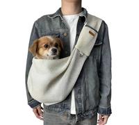 Transportin Perro Pequeño,Bolso Bandolera para Perro,Ajustable Bolsa de Hombro Cruzada para Perro con Gancho de Collar para Perros/Gatos/Conejos de hasta 11 Libras,Gris Claro