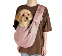 Transportin Perro Pequeño,Bolso Bandolera para Perro,Ajustable Bolsa de Hombro Cruzada para Perro con Gancho de Collar para Perros/Gatos/Conejos de hasta 11 Libras,Gris Claro