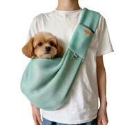 Transportin Perro Pequeño,Bolso Bandolera para Perro,Ajustable Bolsa de Hombro Cruzada para Perro con Gancho de Collar para Perros/Gatos/Conejos de hasta 11 Libras,Gris Claro