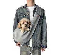 Transportin Perro Pequeño,Bolso Bandolera para Perro,Ajustable Bolsa de Hombro Cruzada para Perro con Gancho de Collar para Perros/Gatos/Conejos de hasta 11 Libras,Gris Claro