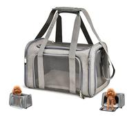 Transportín Perros Gato con Correa Hombro Ajustable y Colchón Suave,Bolsa Transporte Transpirable Plegable para Viajes Mascotas,Trasportines Portátil 45x30x30cm para Perro Gatos Pequeños Mediano(Gris)