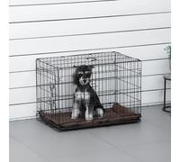 Transportín plegable para perros PawHut con asa, bandeja extraíble y cojín incluido, 74,5 x 46 x 53 cm, color negro