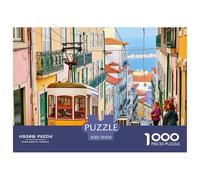 Tranvía Barrio Antiguo Lisboa Puzzle de 1000 Piezas Papel Puzzle para Adultos Vista Calle Puzzle para Toda la Familia 70x50cm/1000pcs
