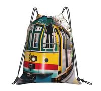 Tranvía De Lisboa Imprimir Bolsa De Gimnasio Bolsa con Cordón Ajustable Fácil De Doblar Mochila con Cordón para Al Aire Libre Vacaciones Yoga 36X42Cm