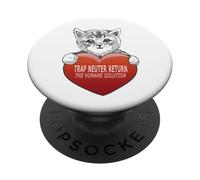 Trap Neuter Return (TNR) The Humane Solution, corazón de Gato, Amor PopSockets PopGrip Adhesivo