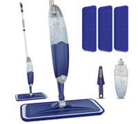 Trapeador con atomizador para suelos de madera dura para limpieza, mopa de microfibra seca y húmeda con 3 almohadillas lavables y reutilizables, fregona de pulverización húmeda, fregona plana