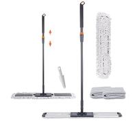 Trapeador de polvo para suelos de madera dura de 32 pulgadas, mopa de polvo de algodón industrial comercial con 3 almohadillas de repuesto adicionales de 61 pulgadas de largo para limpieza de oficina,