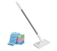 Trapeador para suelos de madera dura, mango largo, reutilizable, plano, juego de mopa de polvo de madera dura, para parabrisas de coche, hogar, apartamento, oficina, dormitorio, baño, sala de estar