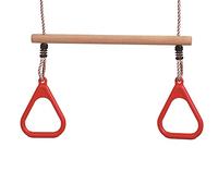 Trapecio de Madera Dura con Anillos de Gimnasia y Cuerda
