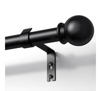 TRAROD Barra de cortina negra 81-314 cm, barra de cortina negra de 16 mm de diámetro, barra de cortina de metal con extremos de cabeza esférica para dormitorio, salón y cocina, barra de cortina mate
