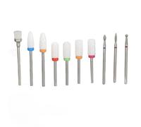 Tras de Taladro de Uñas Conjunto, 10 Piezas de Tungsteno Diamante Diamante Cerámico Bitas de Uñas Desmontaje Galeno Fino Gel de Esmalte