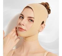 Tras Una Liposucción Faja De Compresión para Cuello Y Mentón para Mujeres Correa De Lifting Facial Reutilizable Cinturón Tonificante, Beige(Skin,L)