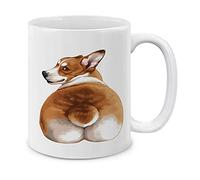 Trasero De Perro Pembroke Welsh Corgi Mirando Hacia Atrás Taza Divertido Tazas De Cerámica Con Asa Tazas De Desayuno Para Oficina Hogar Bebidas Frías Y Calientes Leche 330Ml