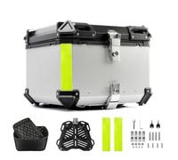 Trasero Portaequipajes Baúl Trasero Universal para Motocicleta De 45L Y 55L, Impermeable, Caja De Herramientas, Baúl Superior De Aluminio(45L-Silver)