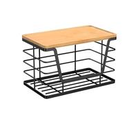 Trash Bag Holder, Kitchen Organizer, 10.55x6.1x6.69 inches, Wood Lid Laundry Stackable, Wall Mounted Dispenser for Pantry Bathroom Under Sink Balcony Dorm Bedroom Toilet Compact Storage Solution