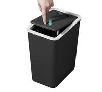 Trash Can - 13L Bedroom Bin | PP Floor-Standing Trash Can with Pressure Ring | Large Capacity Square Waste Bin | Kitchen Bathroom Living Room Home