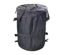 Trash Can, Waste Bin, Compact Portable & Foldable Lidded Design Carry Style Storage Use, Rubbish Container for Laundry, Picnic, Yard Cleaning, Fishing, Gardening, Color Black