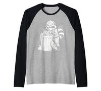 Trash Inspector Raccoon Funny Urban Wildlife Retro Camiseta Manga Raglan