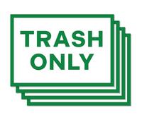 Trash Only - Calcomanías autoadhesivas de vinilo resistentes a la intemperie, blanco/verde, 7 x 10 pulgadas, paquete de 4