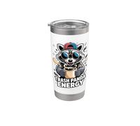 Trash Panda Energía Divertido Café Mapache Vibes Vaso térmico de acero inoxidable de doble pared