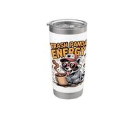 Trash Panda Energía Divertido Café Mapache Vibes Vaso térmico de acero inoxidable de doble pared