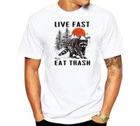 Trash Racoon Tshrit Live Fast Eat Trash Funny Quote Design White XXL