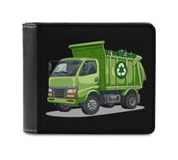 Trash Truck - Cartera plegable para hombre con tarjetero y monedero de cuero
