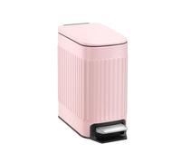 TrashAid Bote de basura rosa de acero inoxidable de 1.6 galones con tapa, pedal de paso, bonita papelera, cubos de basura para baño, oficina, dormitorio, caravana, color rosa