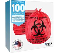 Trashanium Bolsas de residuos de riesgo biológico, 10 galones, 100 unidades, color rojo, bolsas sin fugas, grado médico, eliminación segura de residuos infecciosos