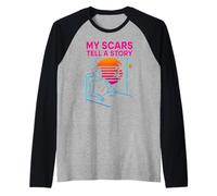 Trasplante Mis Cicatrices Contar una Historia Vintage Mens Cirugía Paciente Camiseta Manga Raglan