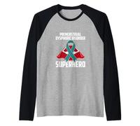 Trastorno disfórico premenstrual PMDD Cinta Verde Azulado superhéroe Camiseta Manga Raglan