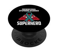 Trastorno disfórico premenstrual PMDD Cinta Verde Azulado superhéroe PopSockets PopGrip Adhesivo
