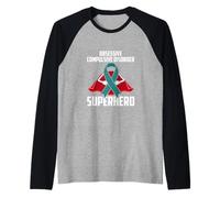 Trastorno Obsesivo-Compulsivo superhéroe TOC Cinta Verde Azulado Camiseta Manga Raglan