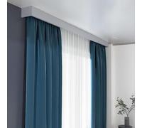 Tratamiento de ventana 4 en 1 de doble riel pesado con caja pelmet, panel de cenefa Clete incluye accesorios de montaje en pared, ideal para 15 pies